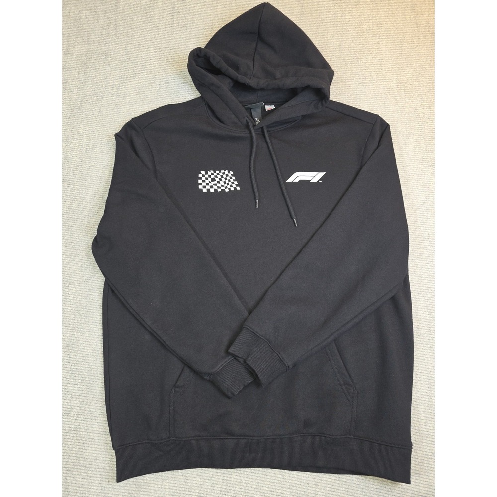 H&M Formula 1  Racing Black Hoodie Men's Size Large Logo Graphic Pullover